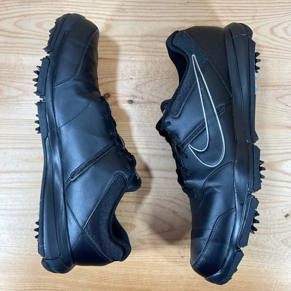 Nike Durasport 4 Golf Shoes Men's 13 Black Metallic Silver Leather 844550 001